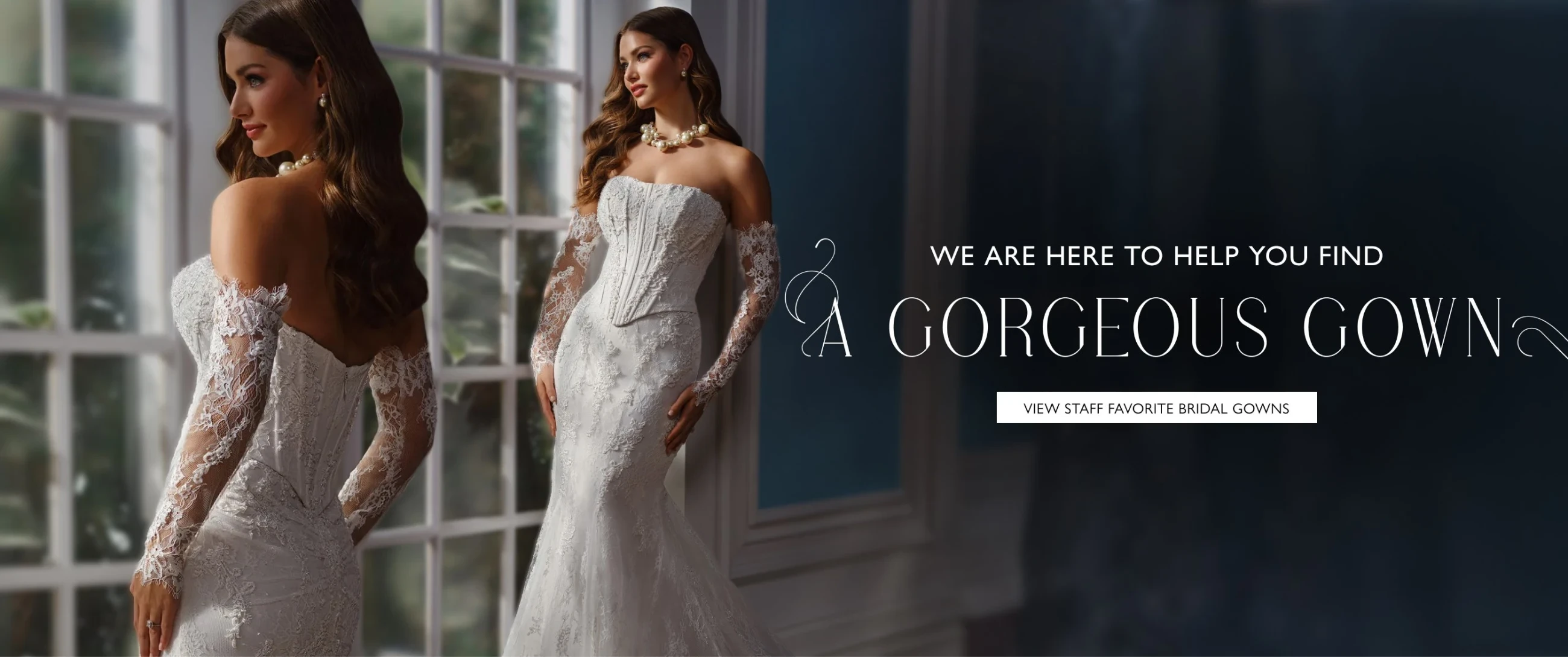 Model wearing Martin Thornburg Collins, desktop banner