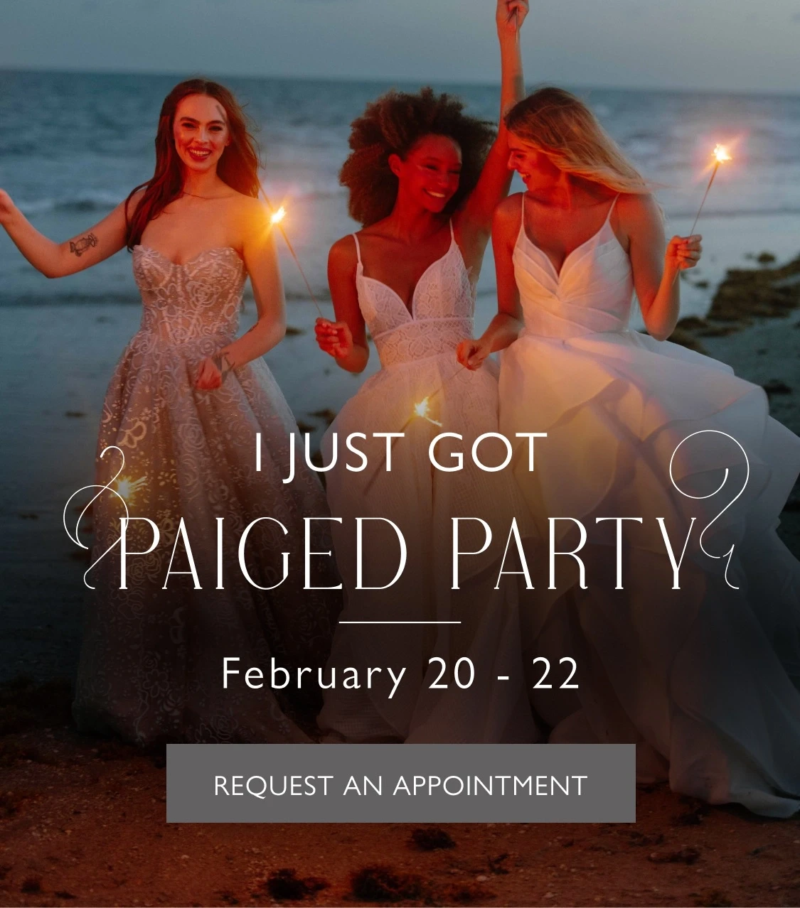 Models wearing Hayley Paige bridal gown, mobile event banner